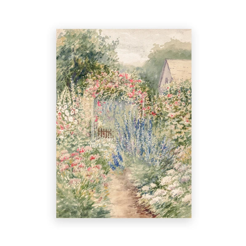 Summer Landscape Vintage Oil Painting Canvas Poster Spring Neutral Gallery Wall Art Print Retro Green Tone Farmhouse Wall Decor