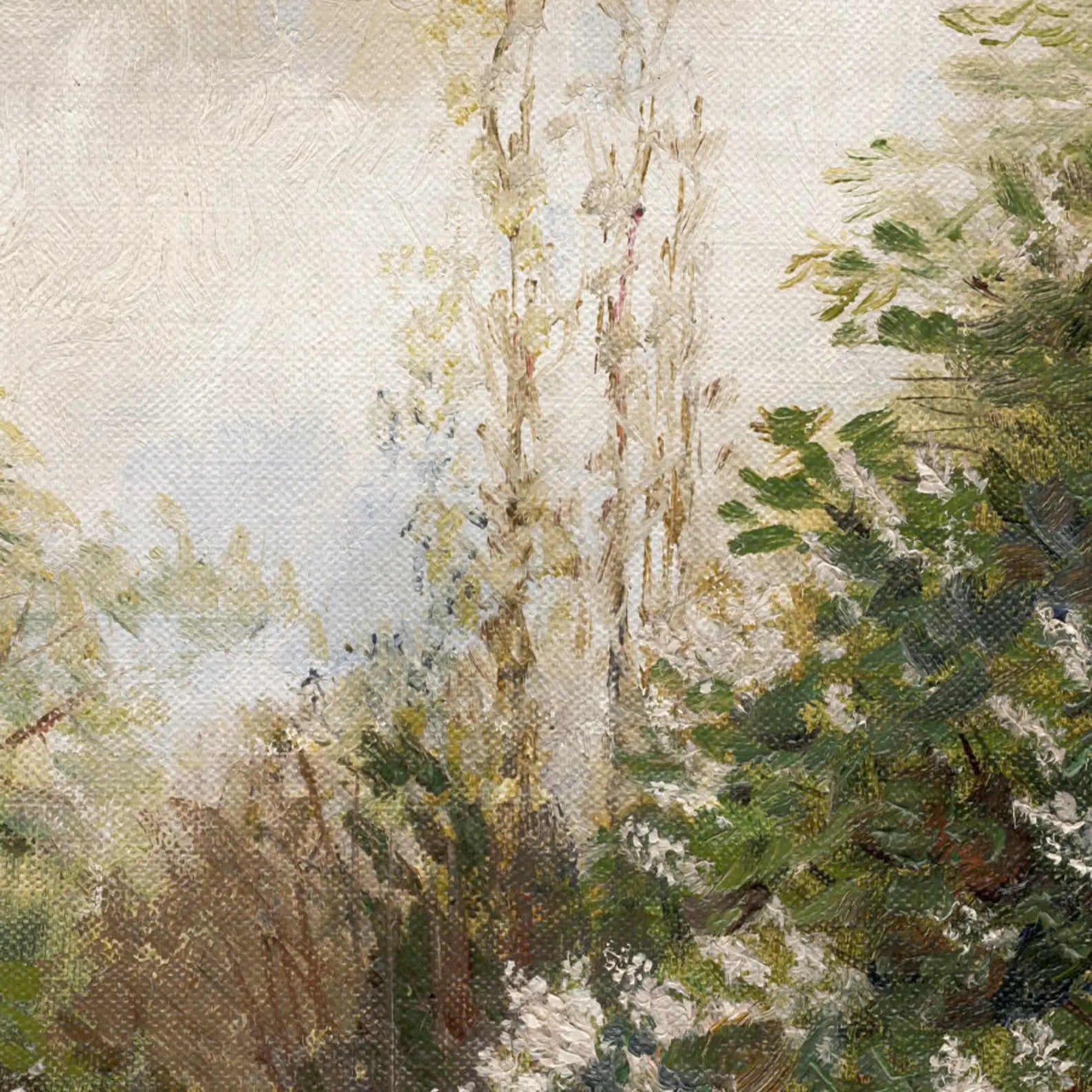 Summer Landscape Vintage Oil Painting Canvas Poster Spring Neutral Gallery Wall Art Print Retro Green Tone Farmhouse Wall Decor