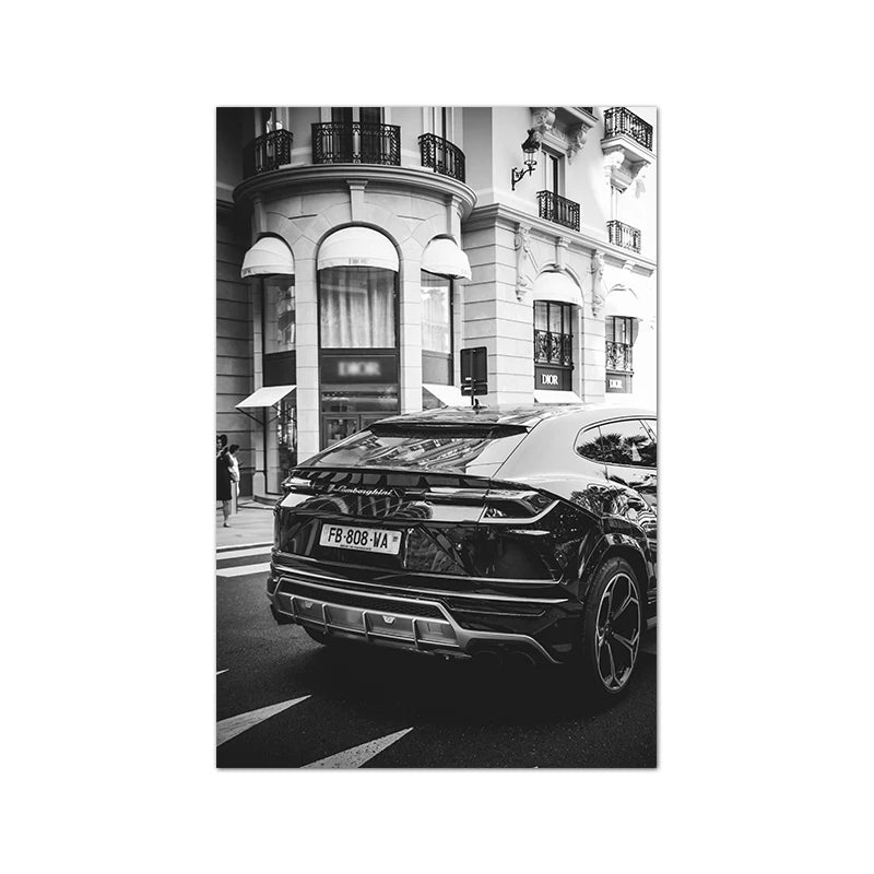 European Street Canvas Painting Fashion Black White Vintage Photo Posters and Prints Wall Pictures for Living Room Home Decor