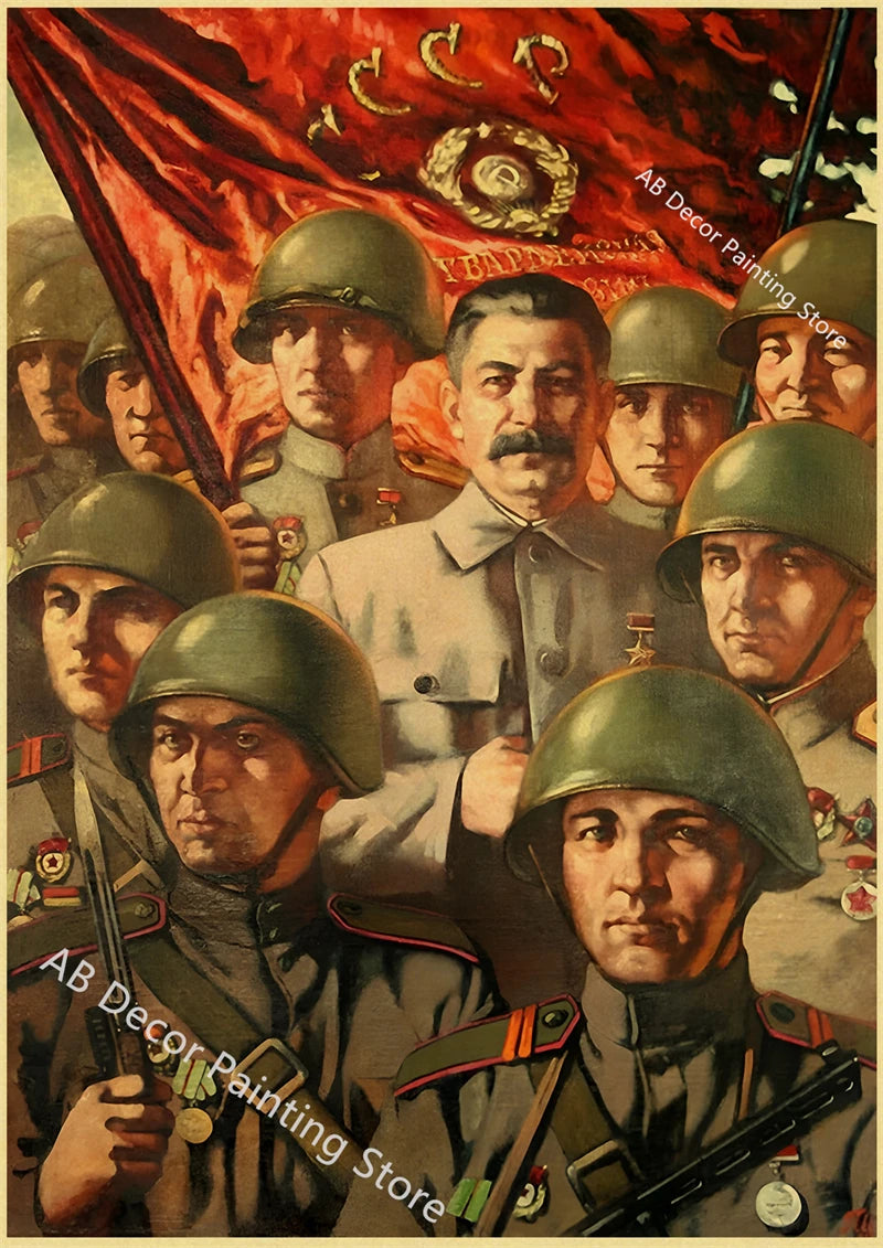 Vintage Stalin USSR CCCP Poster Poster Aesthetic Prints and Posters Wall Art Retro Painting Home Room Cafe Club Dorm Wall Decor