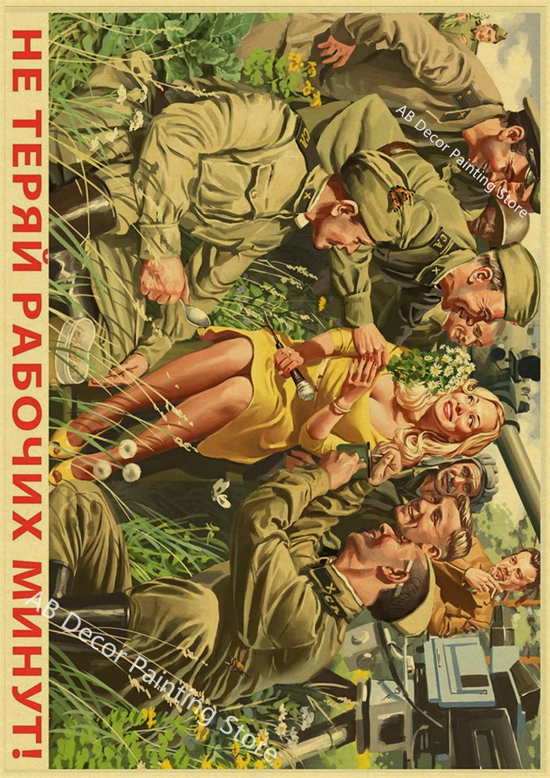 Vintage Stalin USSR CCCP Poster Poster Aesthetic Prints and Posters Wall Art Retro Painting Home Room Cafe Club Dorm Wall Decor