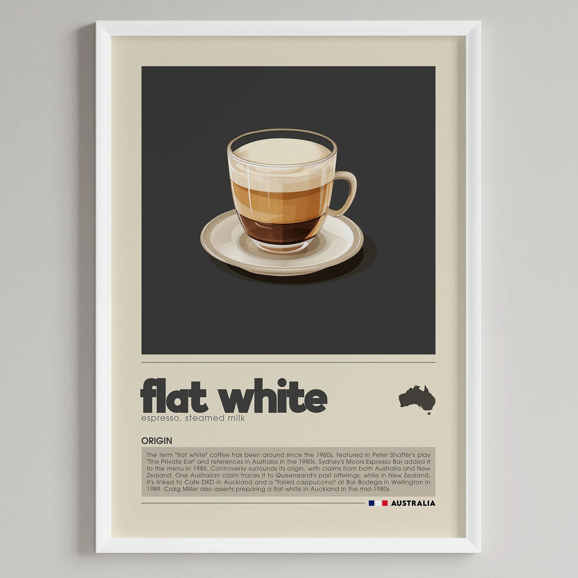 Minimalist Coffee Art Poster, Flat White,Macchiato,Latte,American Coffee Canvas Painting, Cafe Illustration,Dining Room Decor