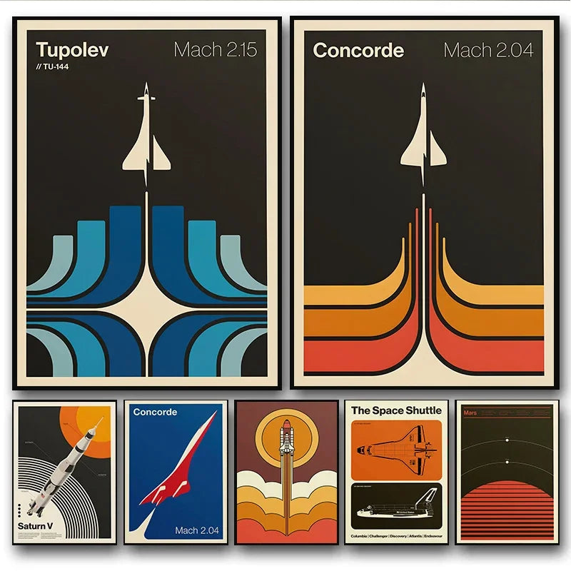 Minimalist Iconic Aviation Supersonic 2.04 Jet Contemporary Poster and Prints Canvas Painting Wall Art Pictures Home Decor