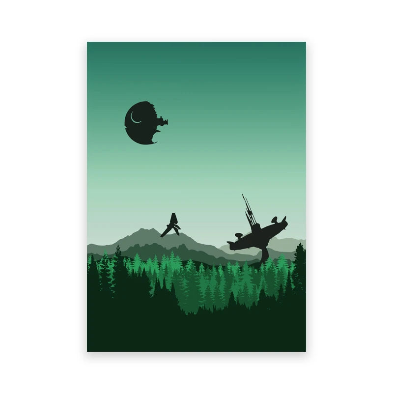 Minimalist Space Wars Art Prints Tatooine Hoth Endor Posters Fans Gift Space Wars Canvas Painting Boys Room Wall Pictures Decor