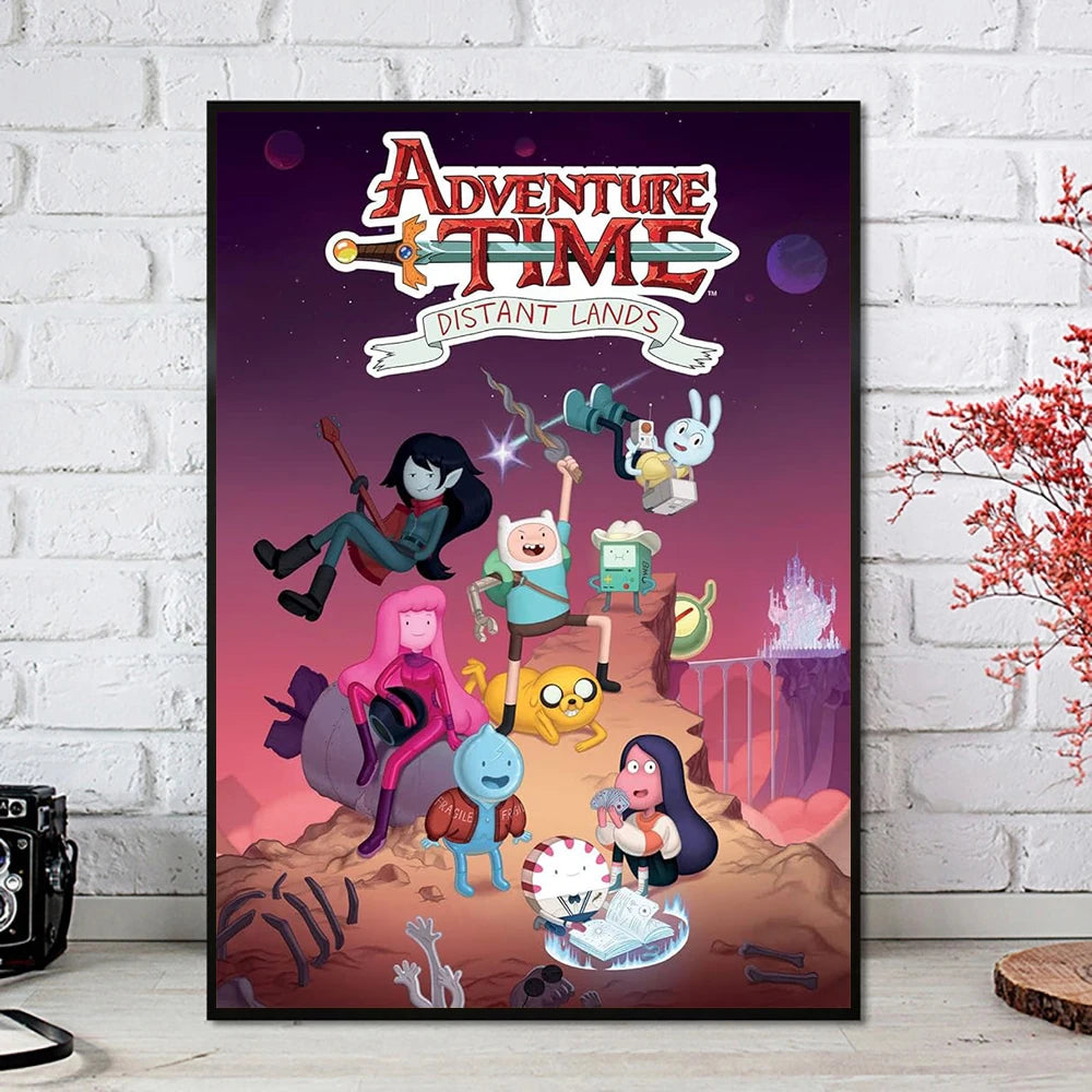 Cartoon Adventure Time Classic Movie Posters Print Canvas Painting Fancy Wall Art Picture for Living Room Bar Home Decor Mural