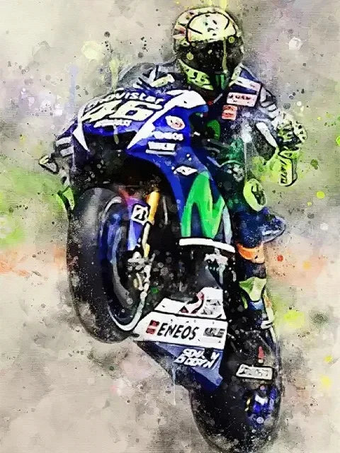 Valentino Rossies Motorcycle Racer Poster Sports Car Racer Portrait Prints Canvas Painting Wall Art for Home Living Room Decor