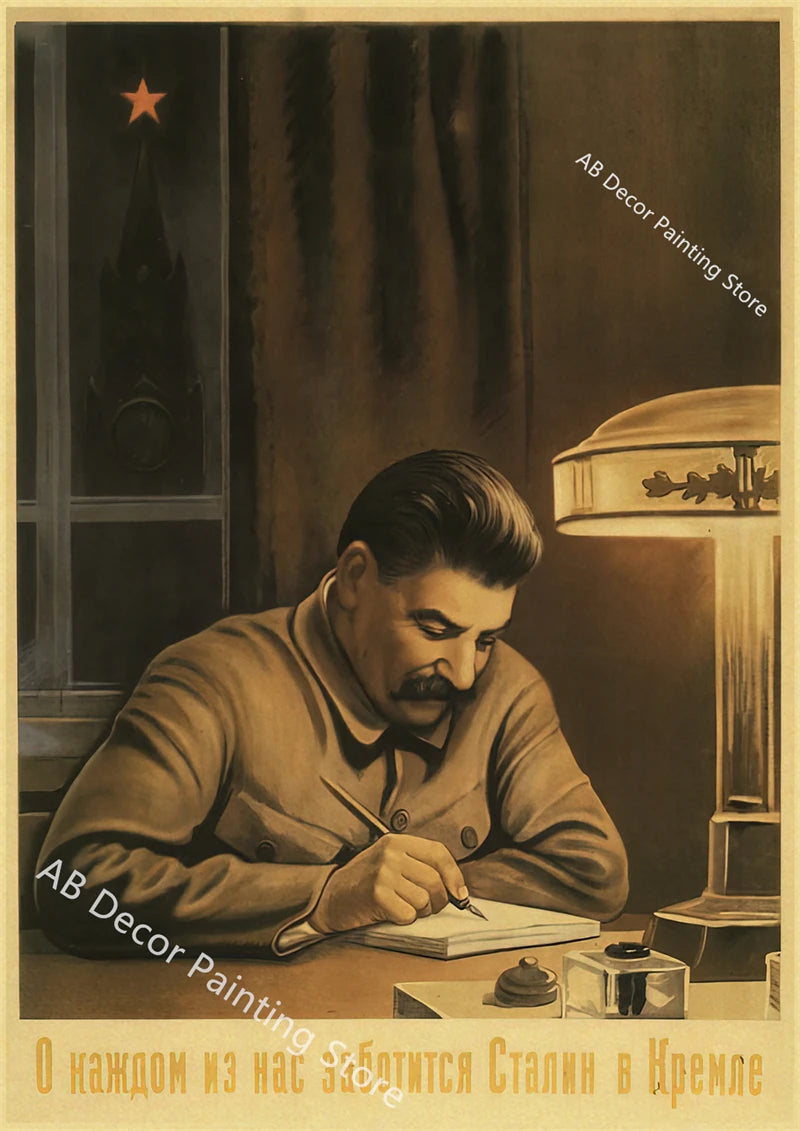 Vintage Stalin USSR CCCP Poster Poster Aesthetic Prints and Posters Wall Art Retro Painting Home Room Cafe Club Dorm Wall Decor