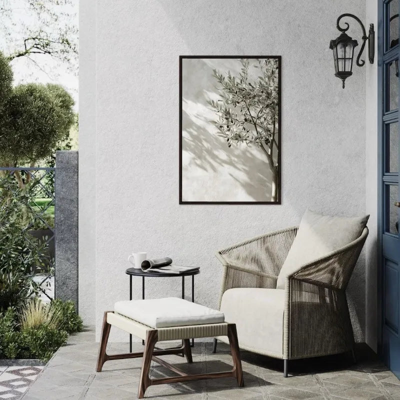 1pc Frameless Minimalist Natural Plant Olive Tree Pottery Poster Mediterranean Still Life Canvas Painting Country Room Decor