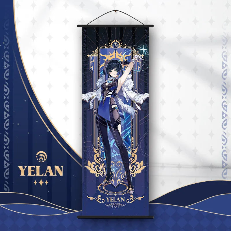 Genshin Impact Scroll Canvas Painting Columbina Sandrone Flins Home Decor Wall Hanging Anime Poster Wall Art Room Decoration