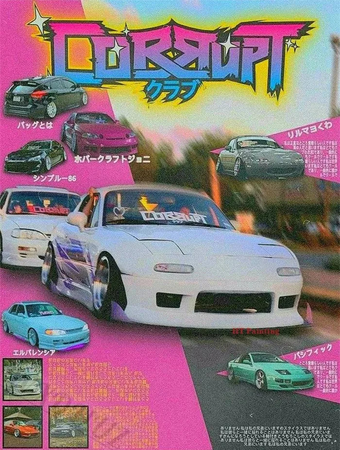 80S Retro Japanese Cars GTR JDM Racing Magazine Cover Pictures for Room Living Canvas Painting Print Art Home Wall Decor Posters