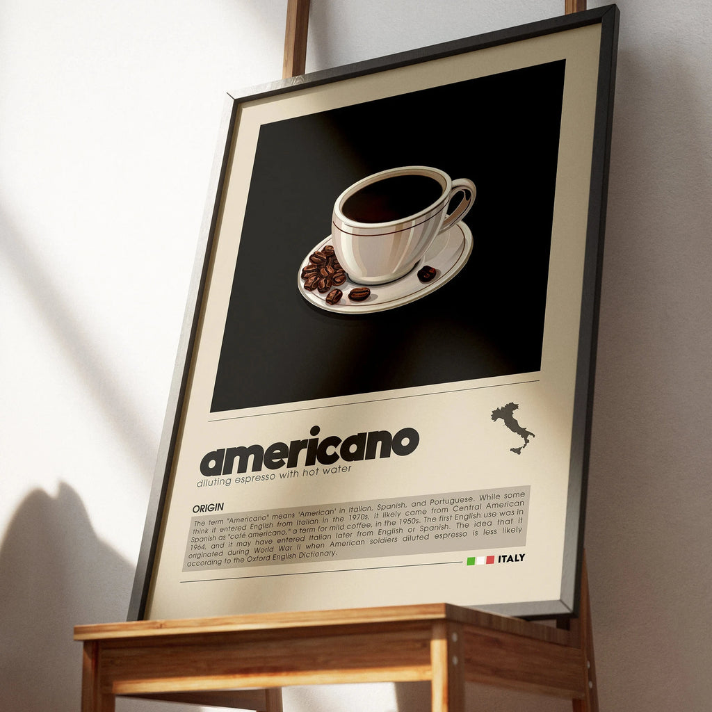 Minimalist Coffee Art Poster, Flat White,Macchiato,Latte,American Coffee Canvas Painting, Cafe Illustration,Dining Room Decor