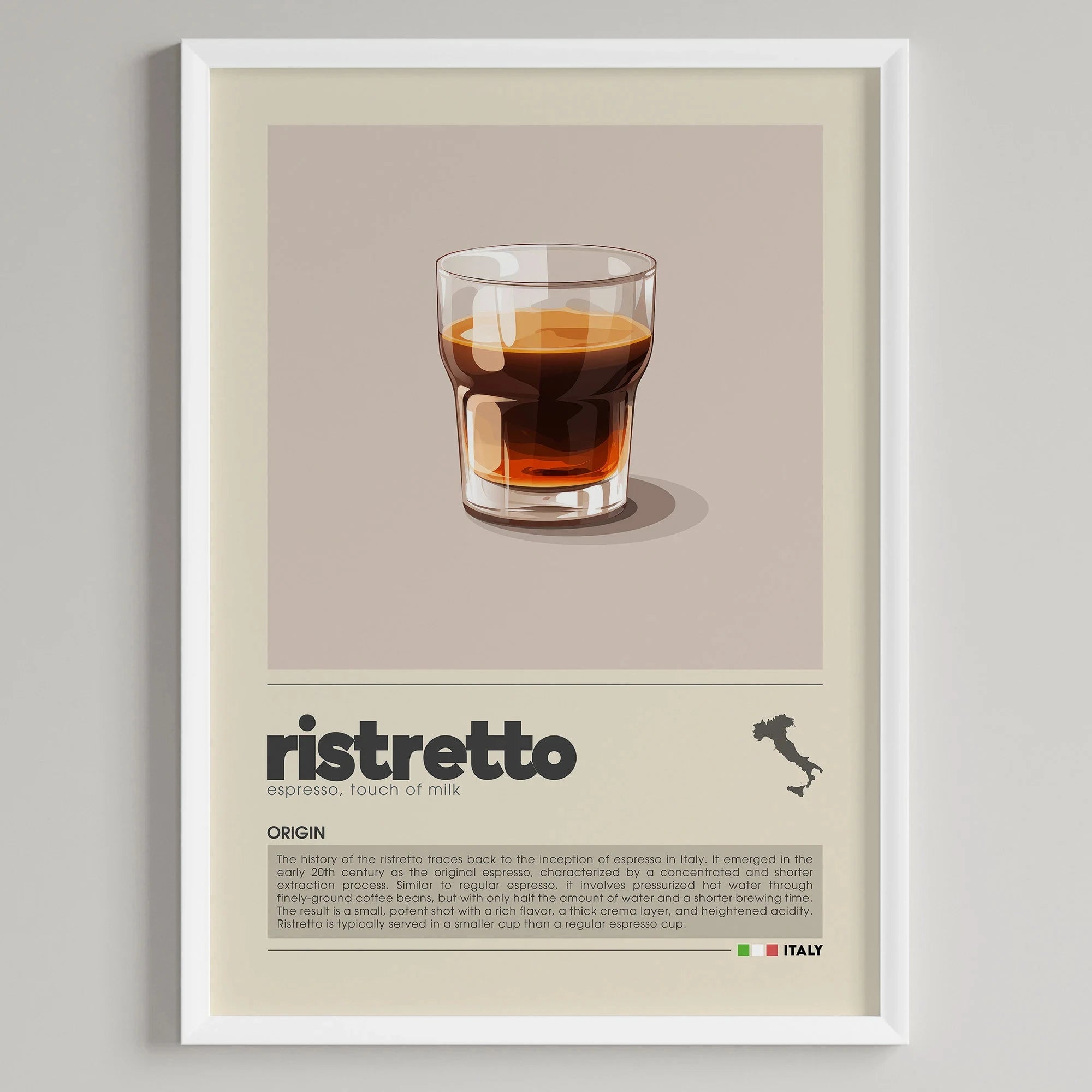 Minimalist Coffee Art Poster, Flat White,Macchiato,Latte,American Coffee Canvas Painting, Cafe Illustration,Dining Room Decor