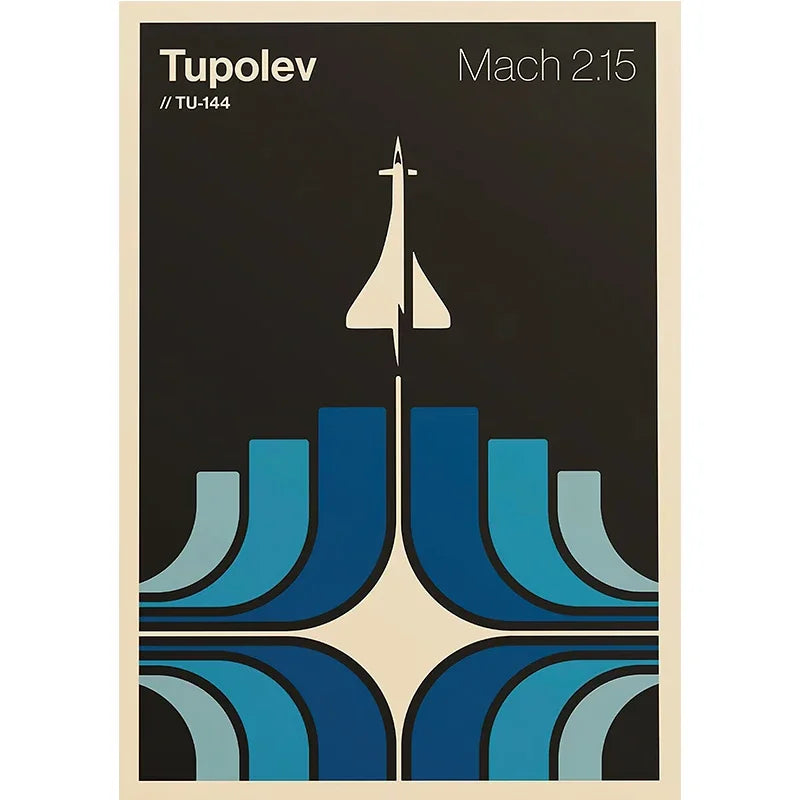 Minimalist Iconic Aviation Supersonic 2.04 Jet Contemporary Poster and Prints Canvas Painting Wall Art Pictures Home Decor