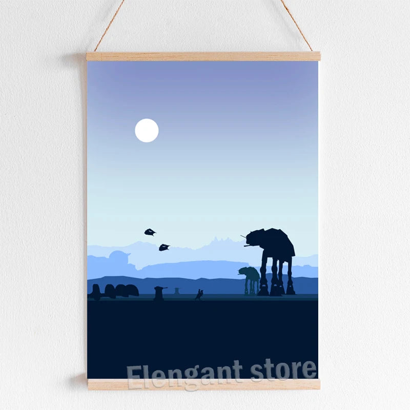 Minimalist Space Wars Art Prints Tatooine Hoth Endor Posters Fans Gift Space Wars Canvas Painting Boys Room Wall Pictures Decor