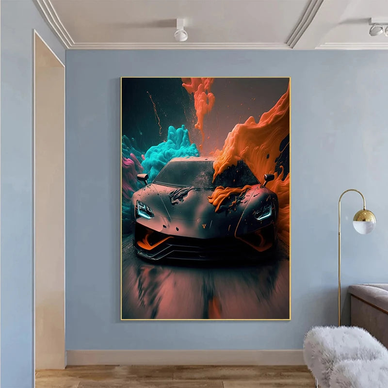 Classic Colorful Modern Futuristic Cars Canvas Panting Cool Supercar Posters and Prints Wall Art for Living Room Boys Home Decor