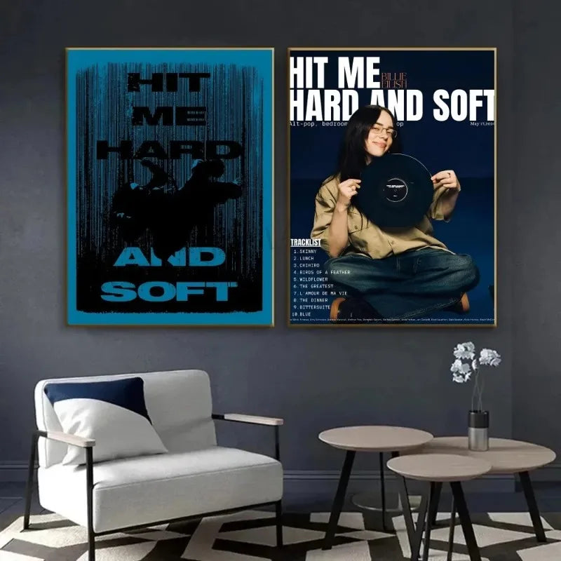 1pc Hit Me Hard and Soft B-BillieS Vintage Posters Sticky Retro Kraft Paper Sticker DIY Room Bar Cafe Kawaii Room Decor