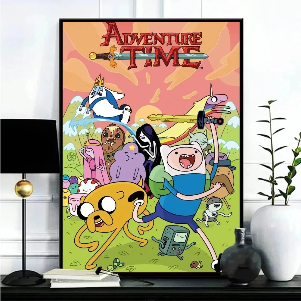 Cartoon Adventure Time Classic Movie Posters Print Canvas Painting Fancy Wall Art Picture for Living Room Bar Home Decor Mural