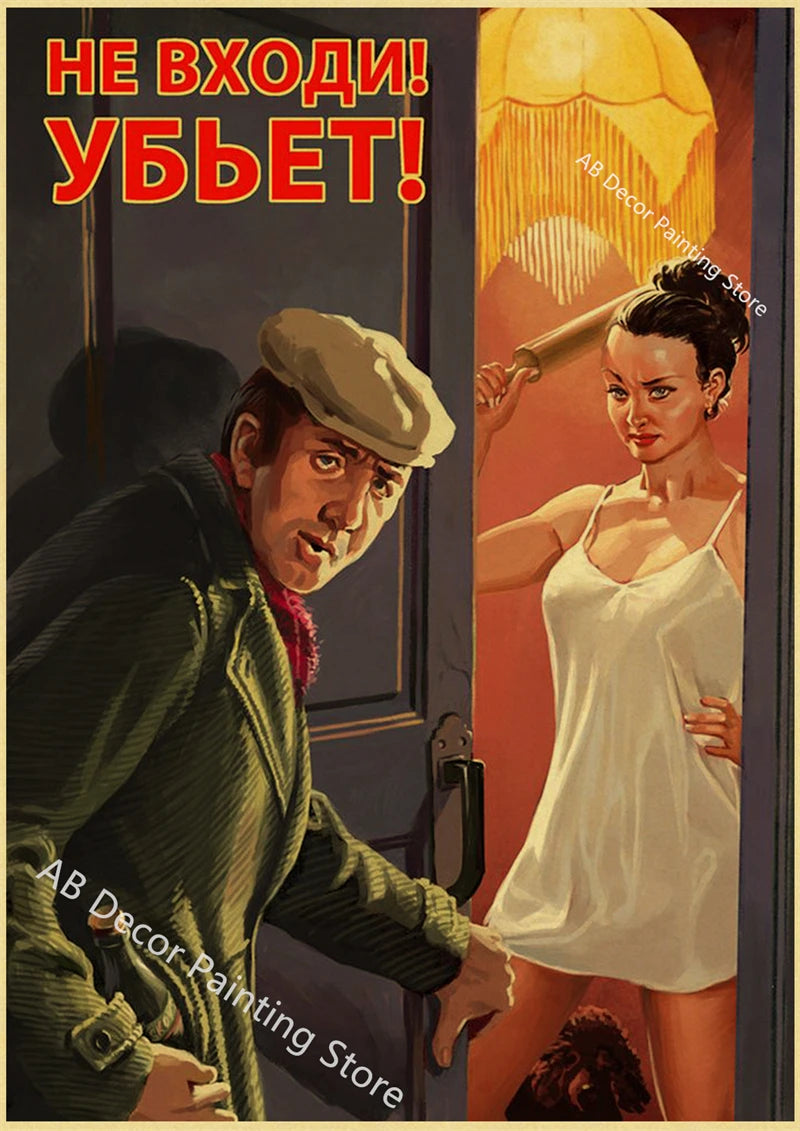 Vintage Stalin USSR CCCP Poster Poster Aesthetic Prints and Posters Wall Art Retro Painting Home Room Cafe Club Dorm Wall Decor