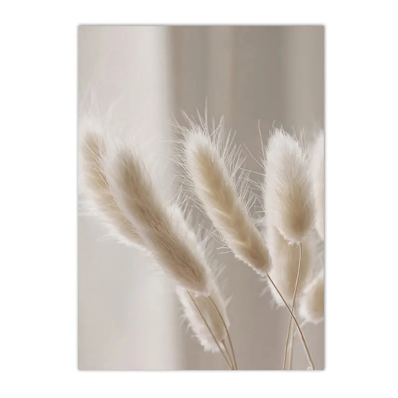 Nordic Beige Dandelion Painting Poster Reed Canvas Art Print Flower Posters Bunny Tail Grass Wall Art Picture Living Room Decor
