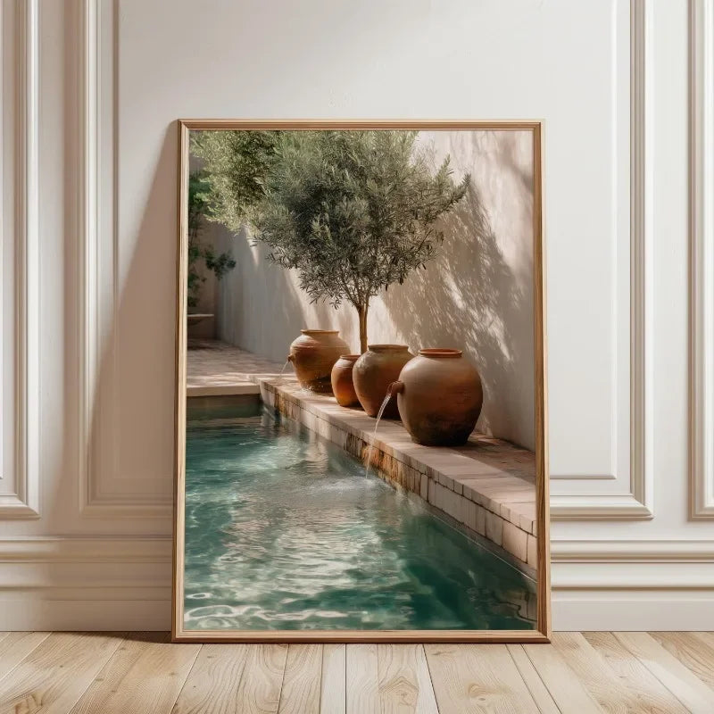 1pc Frameless Minimalist Natural Plant Olive Tree Pottery Poster Mediterranean Still Life Canvas Painting Country Room Decor