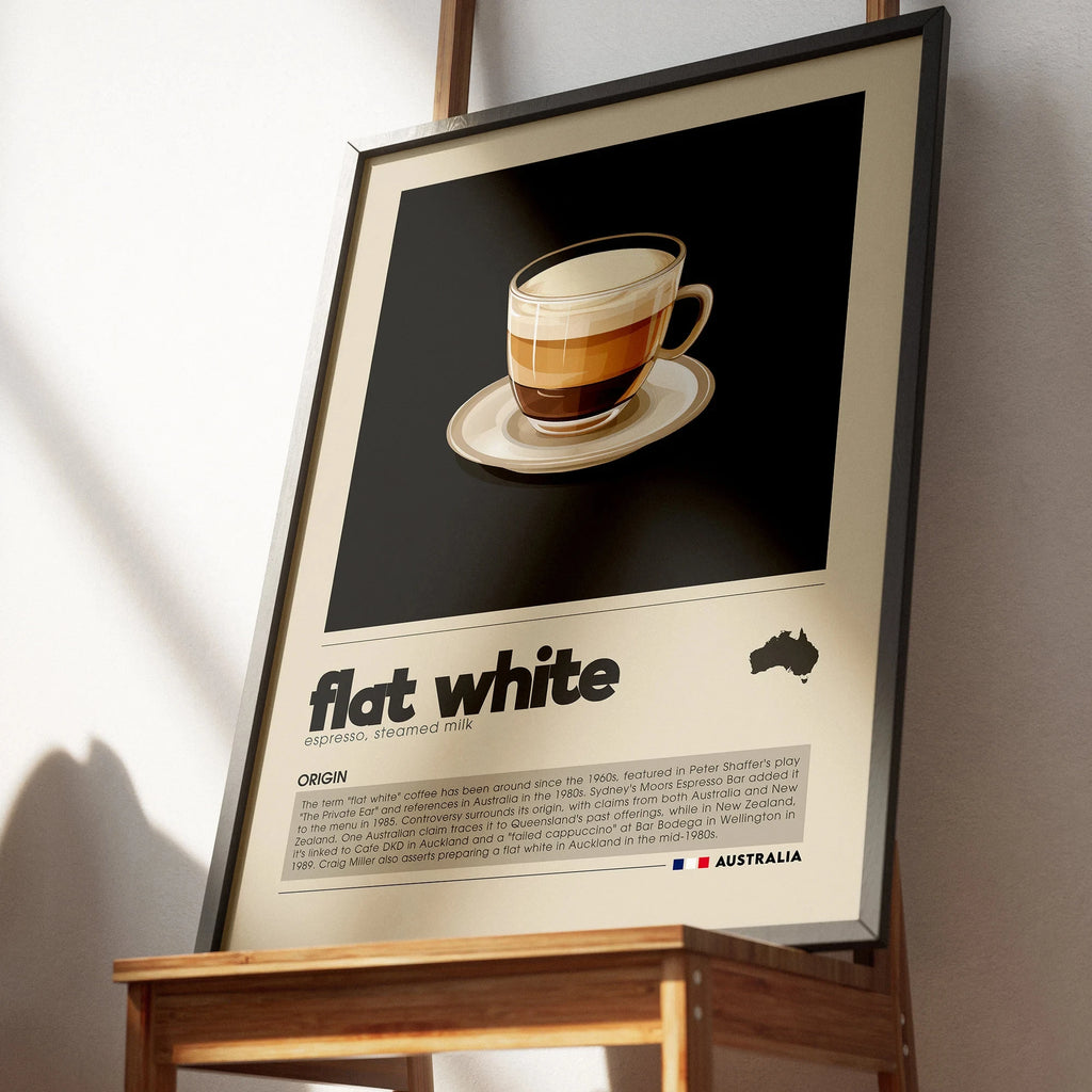 Minimalist Coffee Art Poster, Flat White,Macchiato,Latte,American Coffee Canvas Painting, Cafe Illustration,Dining Room Decor
