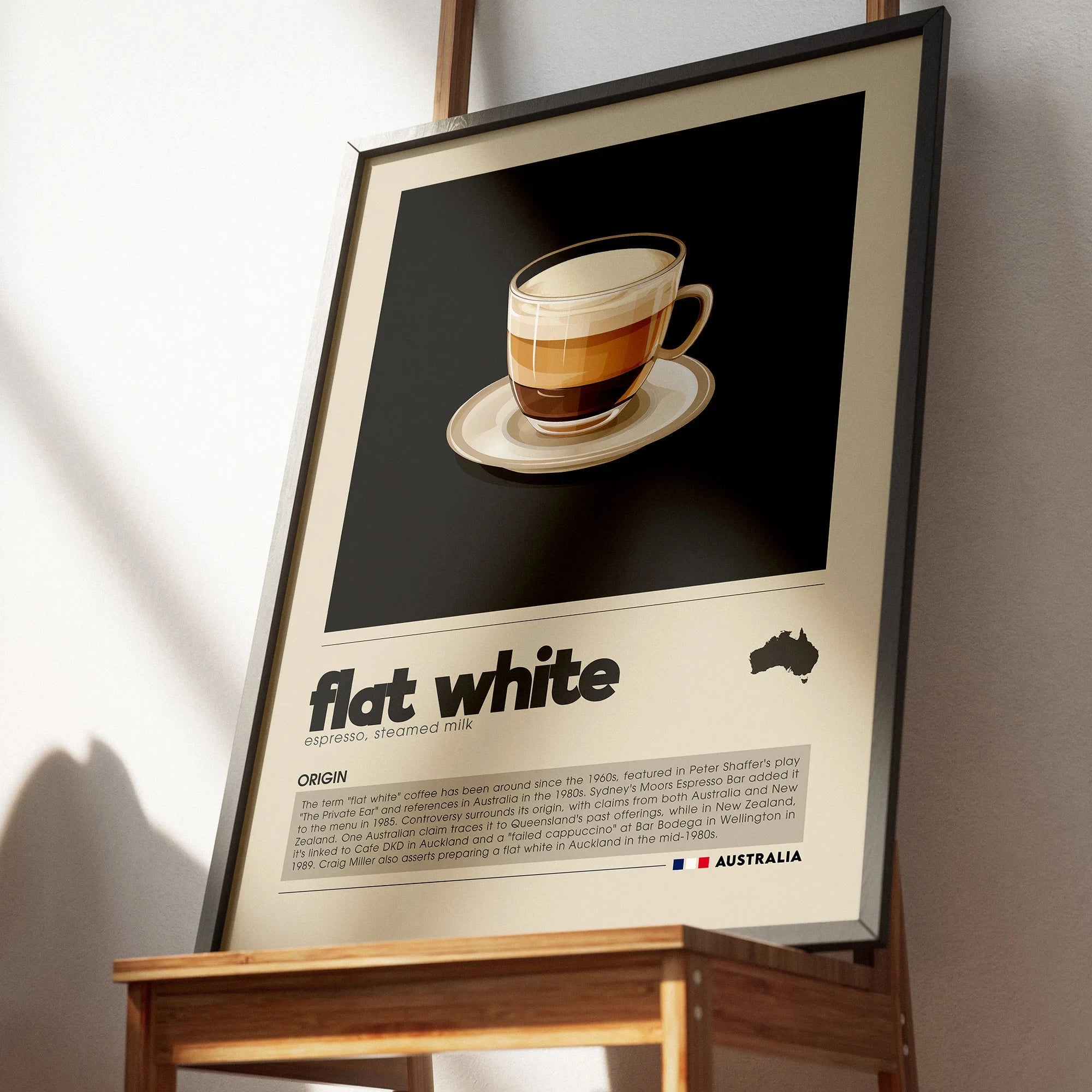 Minimalist Coffee Art Poster, Flat White,Macchiato,Latte,American Coffee Canvas Painting, Cafe Illustration,Dining Room Decor