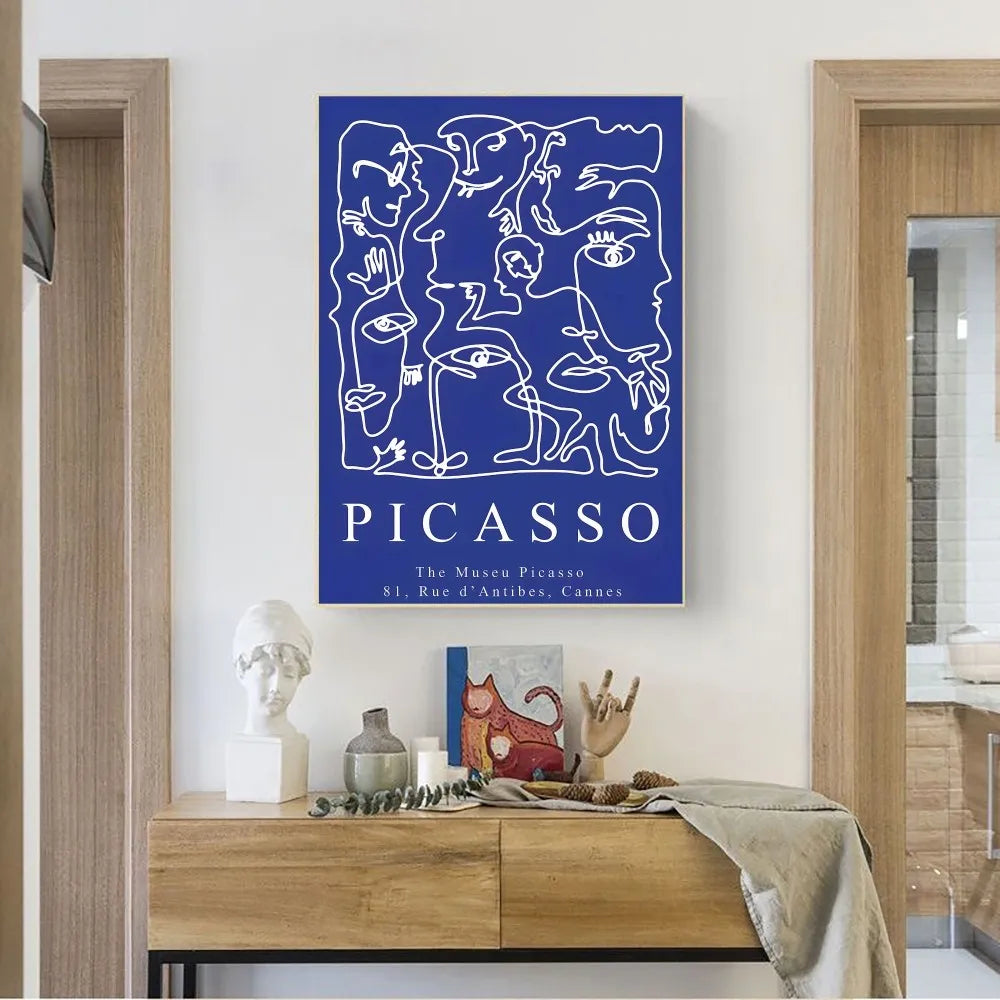 Abstract Klein Blue Simple Poster Wall Art Posters Vintage Canvas Prints Poster for Home Decoration Living Room Bedroom Decor