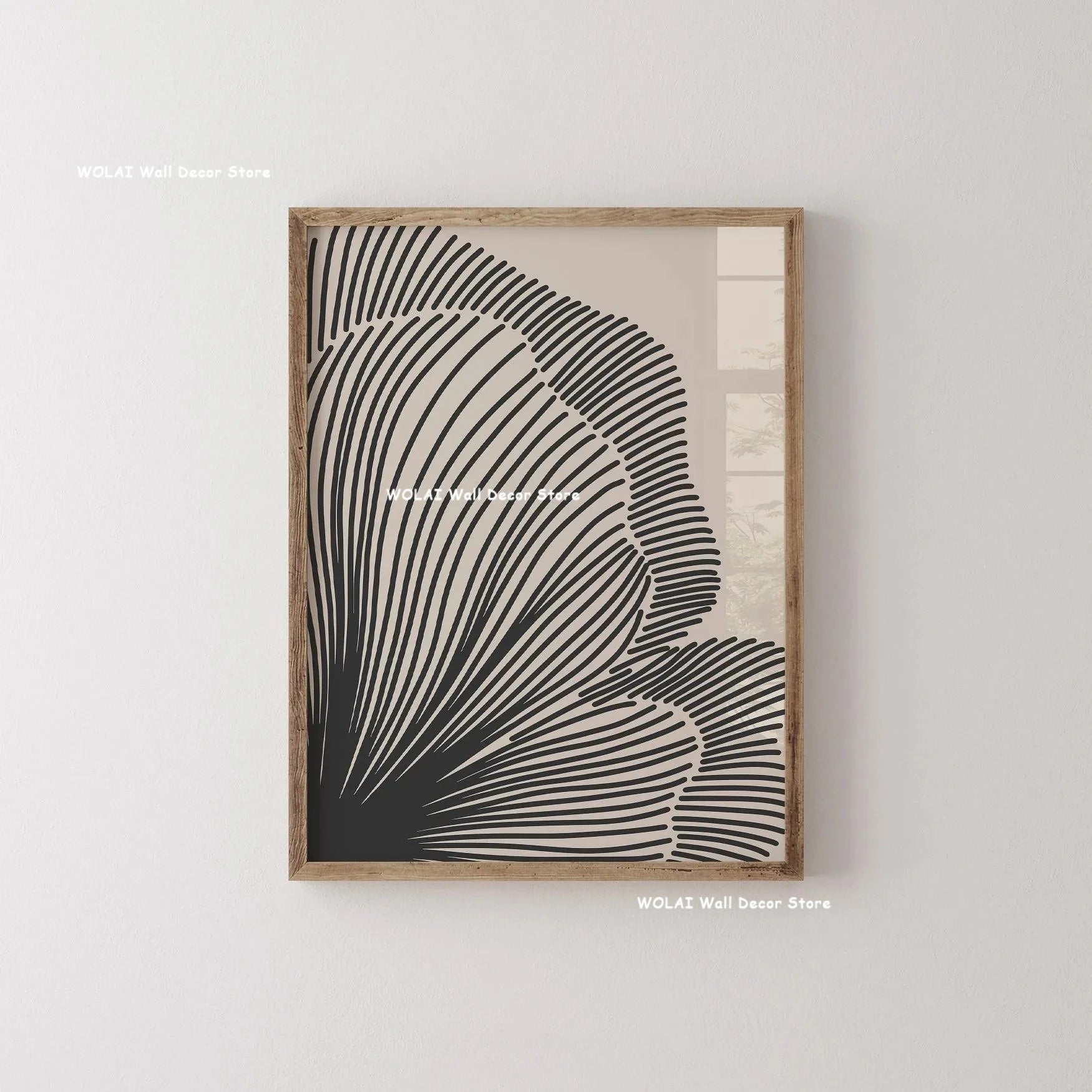 Abstract Moody Plant Art Canvas Print Mid-century Modern Beige Black Floral Line Wall Art Posters for Living Room Home Decor