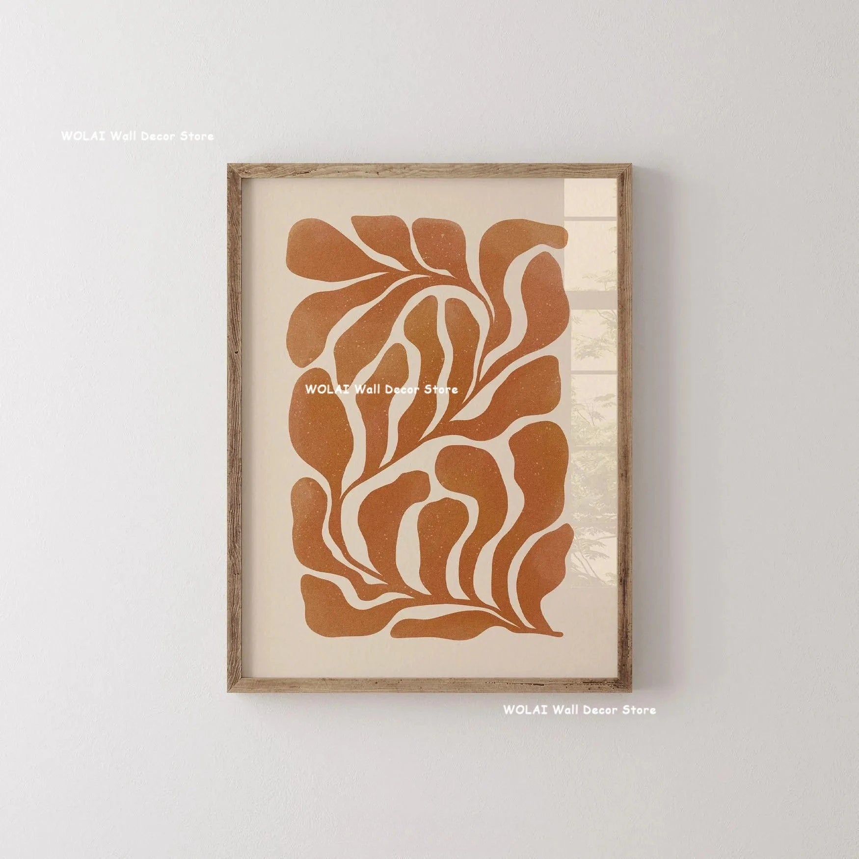 Abstract Moody Plant Art Canvas Print Mid-century Modern Beige Black Floral Line Wall Art Posters for Living Room Home Decor