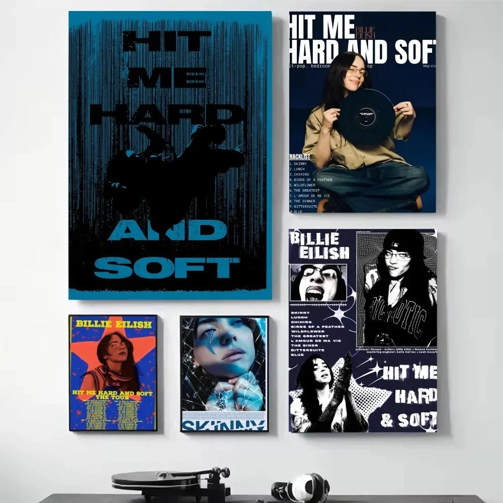1pc Hit Me Hard and Soft B-BillieS Vintage Posters Sticky Retro Kraft Paper Sticker DIY Room Bar Cafe Kawaii Room Decor