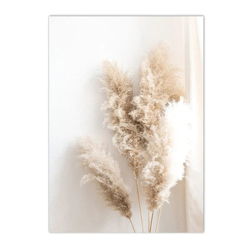 Nordic Beige Dandelion Painting Poster Reed Canvas Art Print Flower Posters Bunny Tail Grass Wall Art Picture Living Room Decor