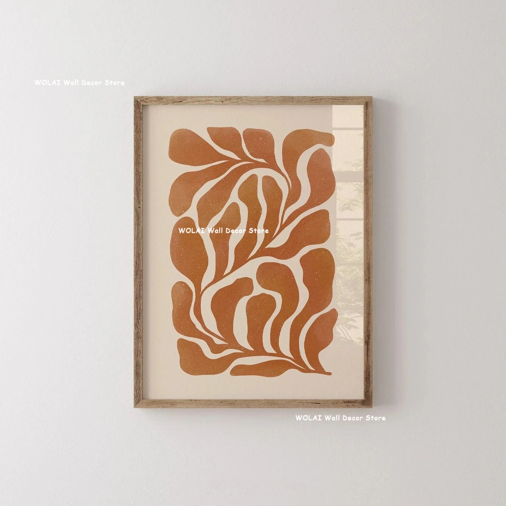 Abstract Moody Plant Art Canvas Print Mid-century Modern Beige Black Floral Line Wall Art Posters for Living Room Home Decor