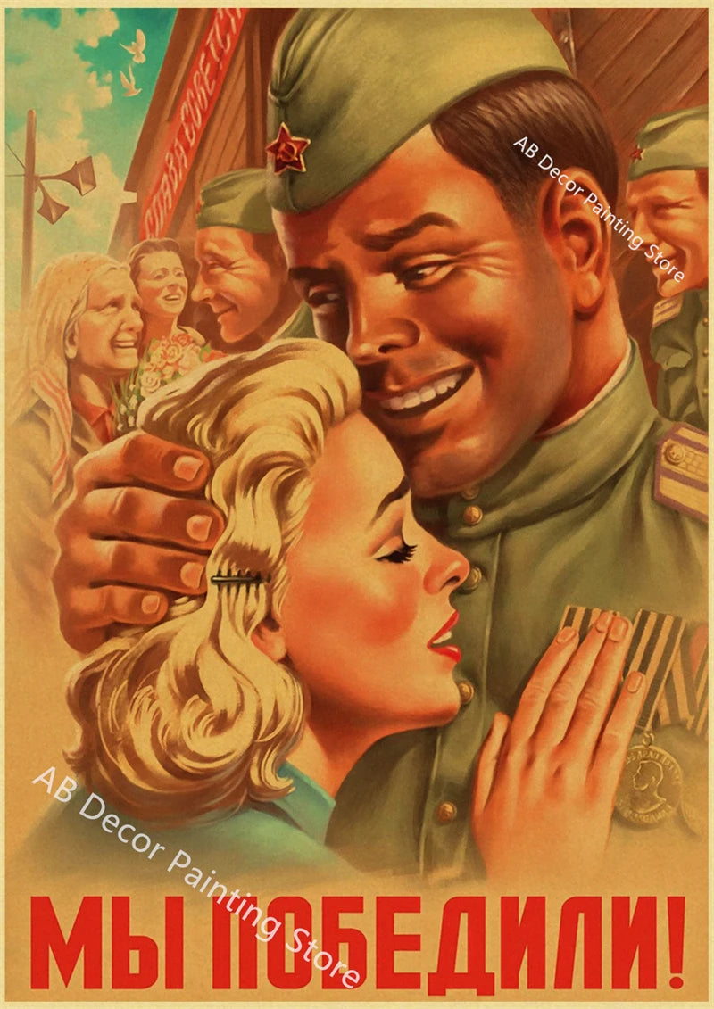 Vintage Stalin USSR CCCP Poster Poster Aesthetic Prints and Posters Wall Art Retro Painting Home Room Cafe Club Dorm Wall Decor