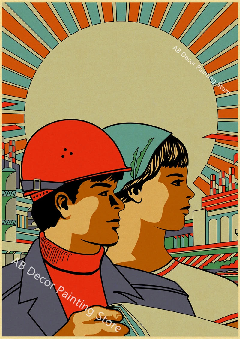 Vintage Stalin USSR CCCP Poster Poster Aesthetic Prints and Posters Wall Art Retro Painting Home Room Cafe Club Dorm Wall Decor