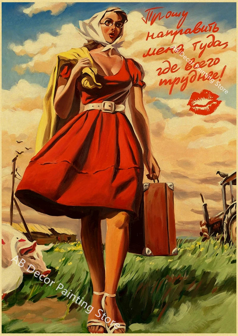 Vintage Stalin USSR CCCP Poster Poster Aesthetic Prints and Posters Wall Art Retro Painting Home Room Cafe Club Dorm Wall Decor