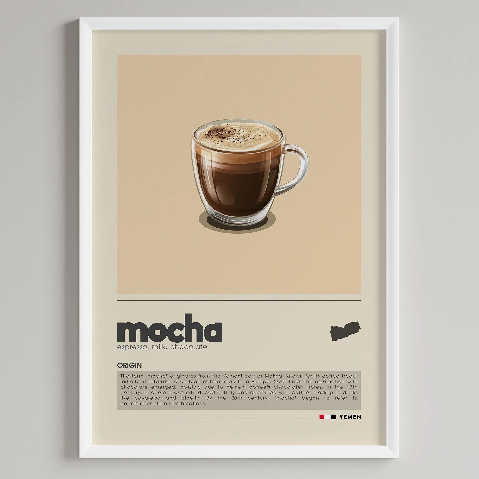 Minimalist Coffee Art Poster, Flat White,Macchiato,Latte,American Coffee Canvas Painting, Cafe Illustration,Dining Room Decor