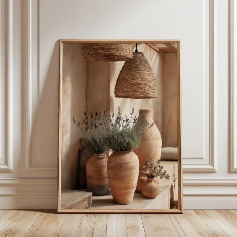 1pc Frameless Minimalist Natural Plant Olive Tree Pottery Poster Mediterranean Still Life Canvas Painting Country Room Decor