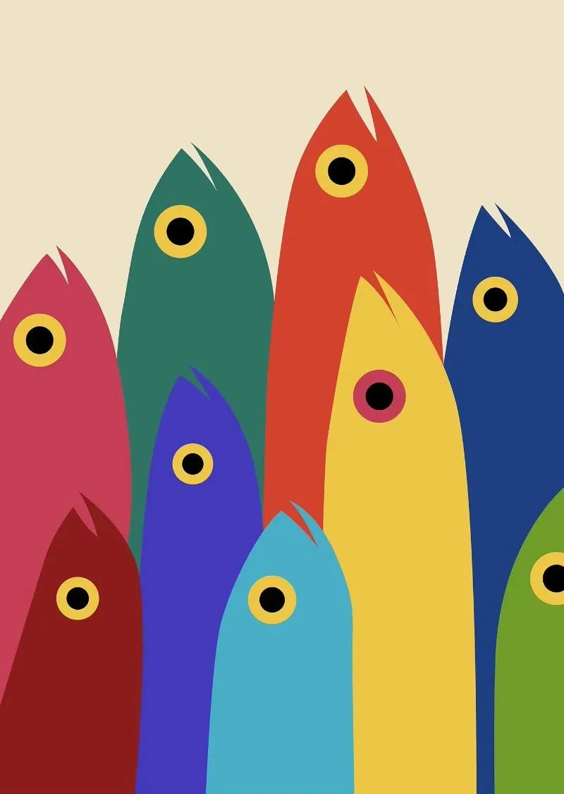 Colorful Sardine Lobster Crab Fish Ocean Animal Poster Canvas Painting Vintage Wall Art For Kitchen Living Room Home Decoration