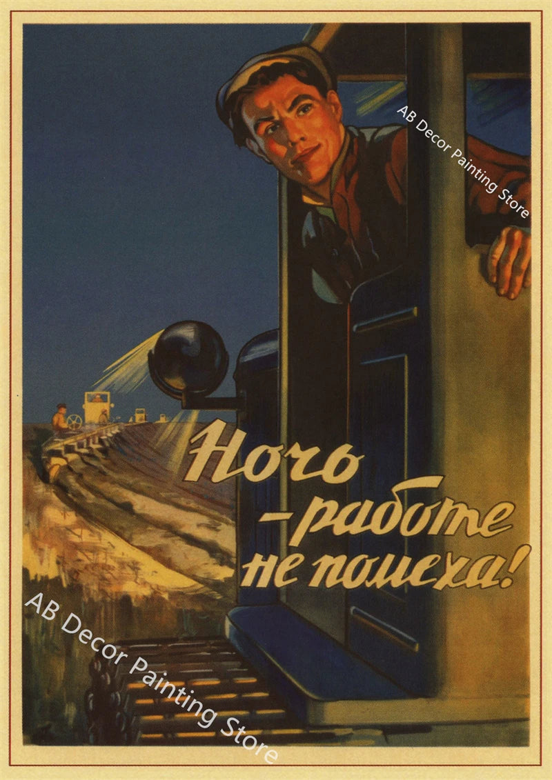 Vintage Stalin USSR CCCP Poster Poster Aesthetic Prints and Posters Wall Art Retro Painting Home Room Cafe Club Dorm Wall Decor