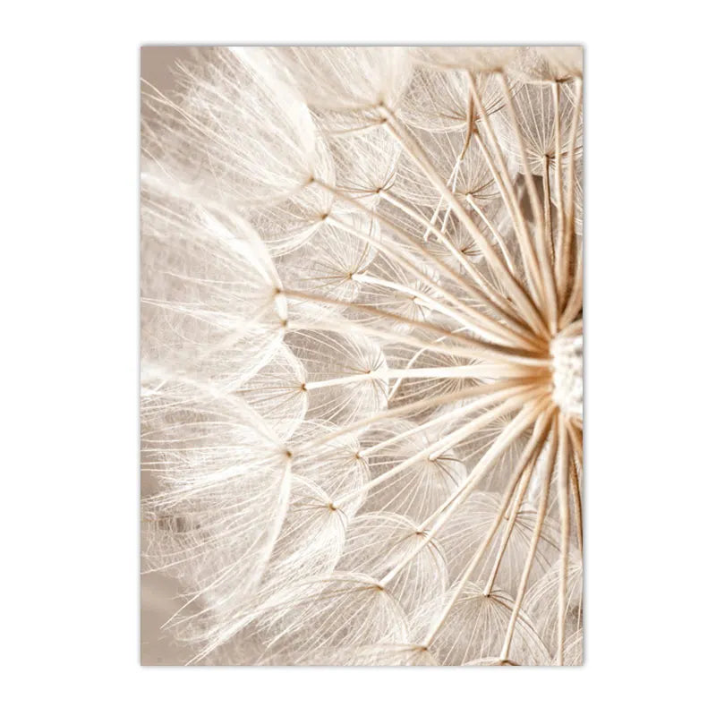 Nordic Beige Dandelion Painting Poster Reed Canvas Art Print Flower Posters Bunny Tail Grass Wall Art Picture Living Room Decor