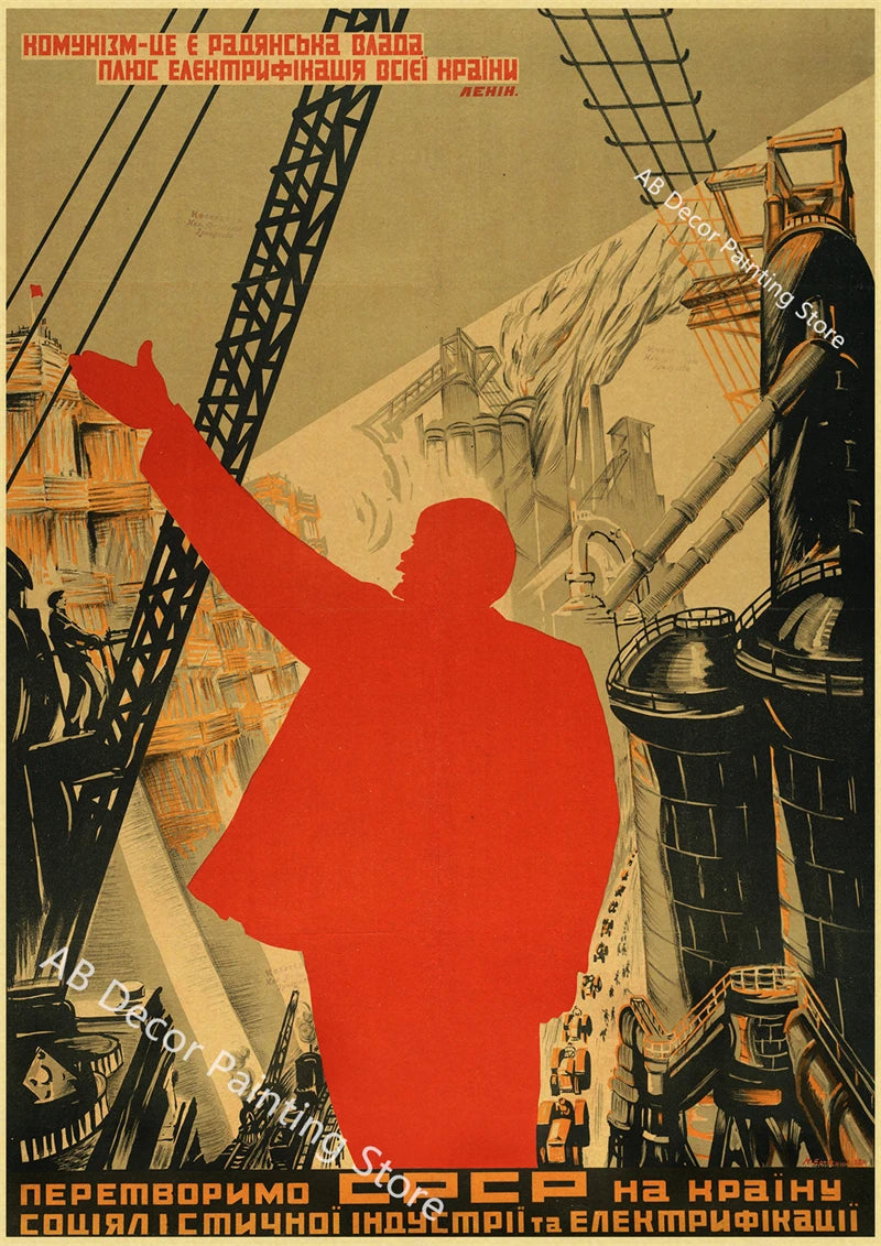 Vintage Stalin USSR CCCP Poster Poster Aesthetic Prints and Posters Wall Art Retro Painting Home Room Cafe Club Dorm Wall Decor