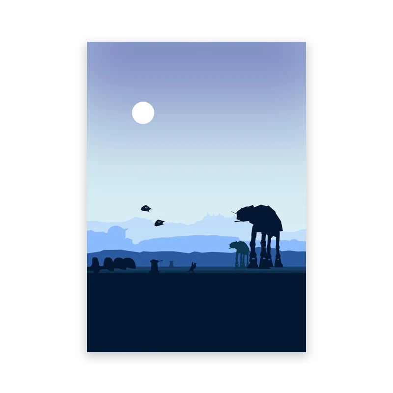 Minimalist Space Wars Art Prints Tatooine Hoth Endor Posters Fans Gift Space Wars Canvas Painting Boys Room Wall Pictures Decor