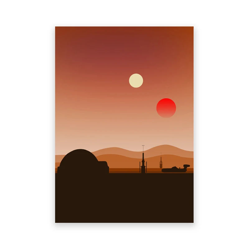 Minimalist Space Wars Art Prints Tatooine Hoth Endor Posters Fans Gift Space Wars Canvas Painting Boys Room Wall Pictures Decor