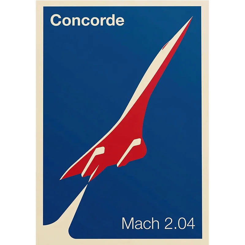 Minimalist Iconic Aviation Supersonic 2.04 Jet Contemporary Poster and Prints Canvas Painting Wall Art Pictures Home Decor