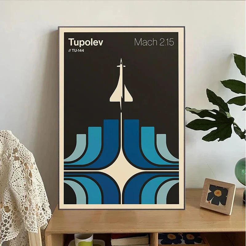 Minimalist Iconic Aviation Supersonic 2.04 Jet Contemporary Poster and Prints Canvas Painting Wall Art Pictures Home Decor