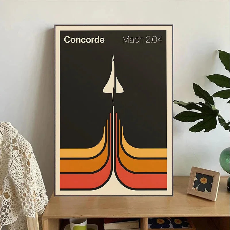 Minimalist Iconic Aviation Supersonic 2.04 Jet Contemporary Poster and Prints Canvas Painting Wall Art Pictures Home Decor