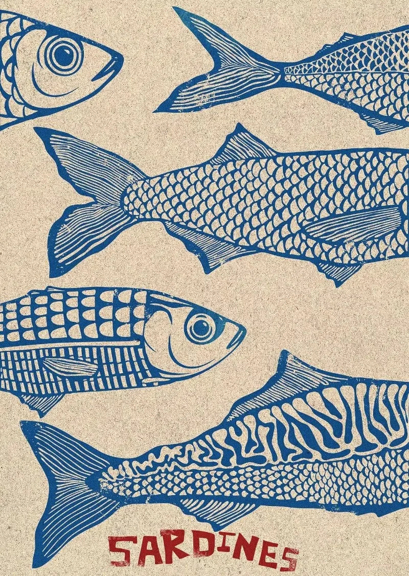 Colorful Sardine Lobster Crab Fish Ocean Animal Poster Canvas Painting Vintage Wall Art For Kitchen Living Room Home Decoration