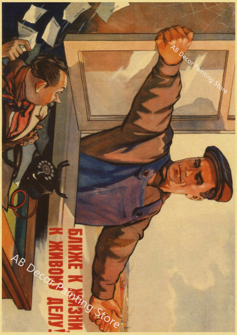 Vintage Stalin USSR CCCP Poster Poster Aesthetic Prints and Posters Wall Art Retro Painting Home Room Cafe Club Dorm Wall Decor