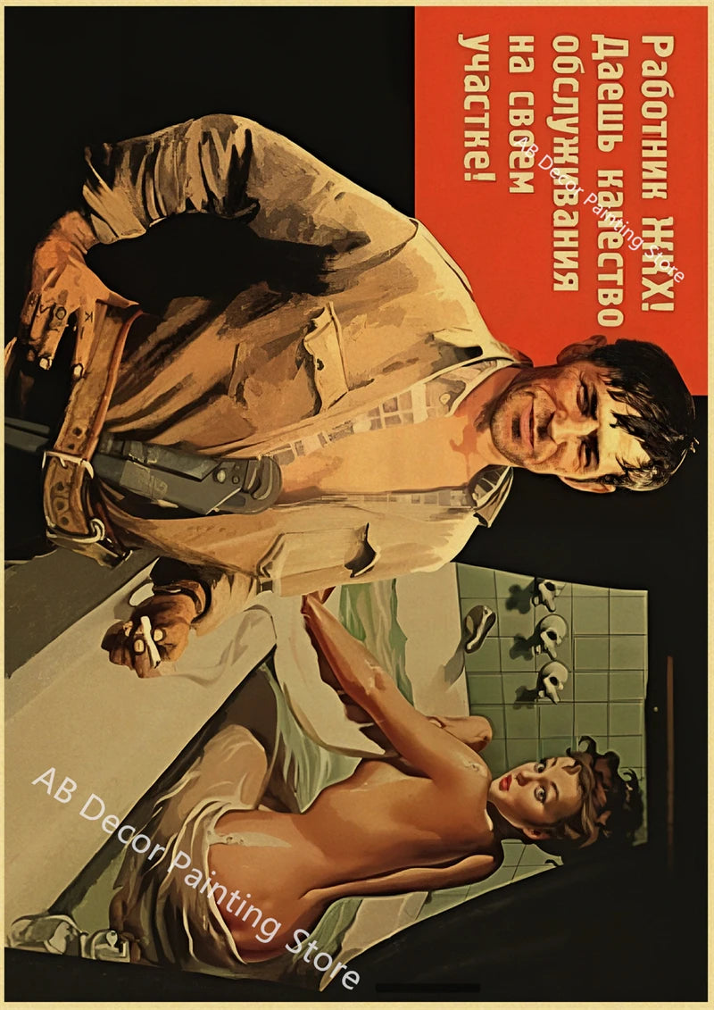 Vintage Stalin USSR CCCP Poster Poster Aesthetic Prints and Posters Wall Art Retro Painting Home Room Cafe Club Dorm Wall Decor