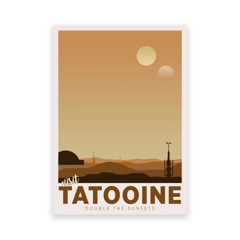 Minimalist Space Wars Art Prints Tatooine Hoth Endor Posters Fans Gift Space Wars Canvas Painting Boys Room Wall Pictures Decor